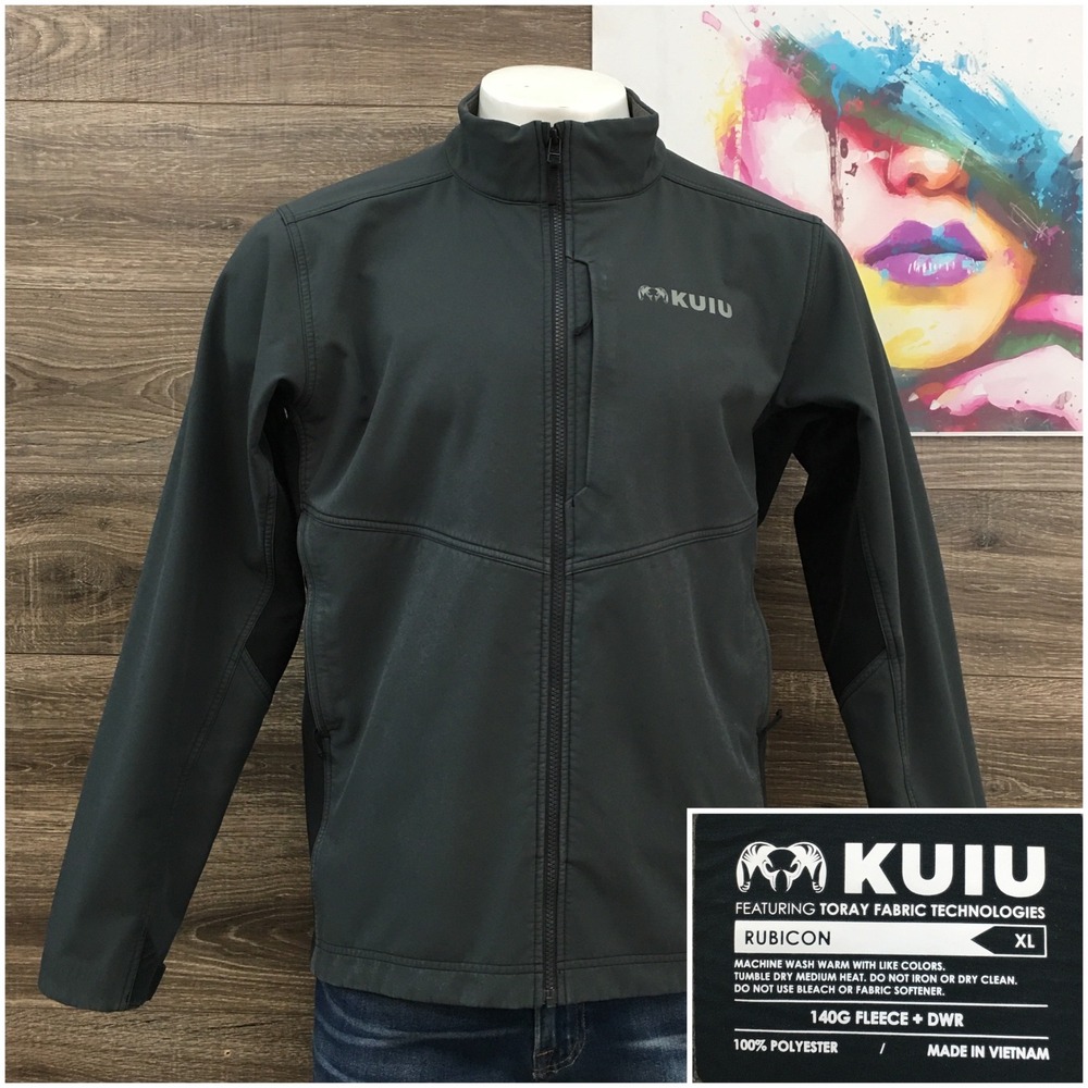 Kuiu Rubicon Jacket Mens XL Gray Fleece Lined Softshell Hunting Full Zip Coat
